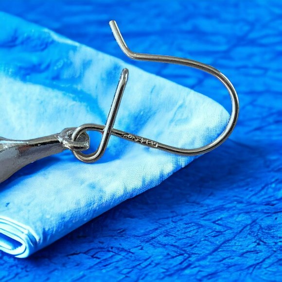 Sterling Silver 925 Women's Amber Drop Dangle Cube Shape Earrings - Picture 11 of 13